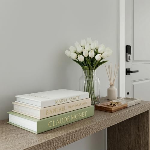 Sage Green Faux Book Box Set of 3 - Linen Decorative Books for Shelves, Fake Books for Decoration with Secret