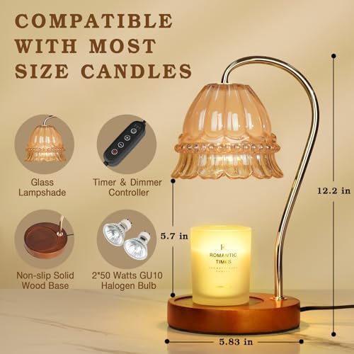 Funistree Flower Candle Warmer Lamp with Timer, Dimmable Candle Lamp Warmer, Christmas Birthday Gifts for Women Mom