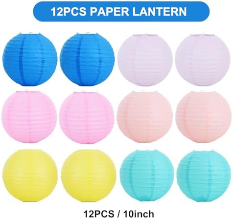 BEISHIDA 10inch Macaroon Paper Lanterns 6Pack Hanging Round Chinese Lantern