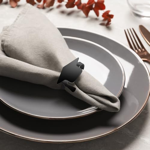 20 PCS Graduation Napkin Rings, 2026 Graduation Black Napkin Holders for Cloth Napkins Metal Napkin Holder Bulk for Graduation Party Supplies Graduation Table Decor