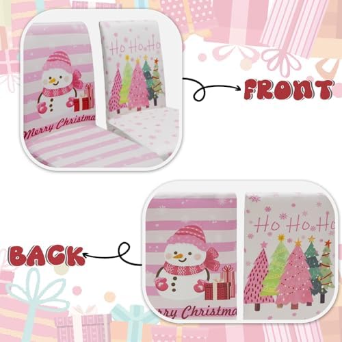 Christmas Chair Covers Set of 4, Xmas Tree Snowman Dining Chair Covers for Party Kitchen Removable Seat Cover for Chairs Christmas Decorations Indoor