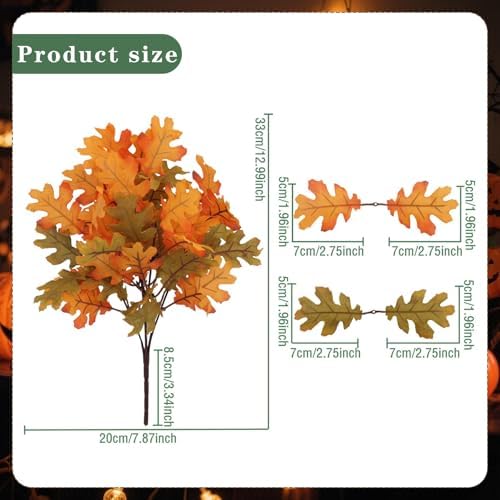 6 Pcs Artificial Maple Leaves Branches Fall Flowers 13 Inch Faux Autumn Foliage Stems Thanksgiving Table Centerpiece Harvest Home Decor