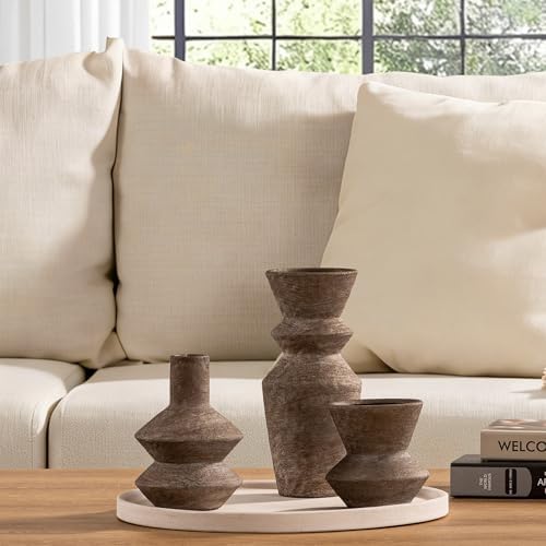 Ceramic Vase Home Table Decor / Brown / Set of 3