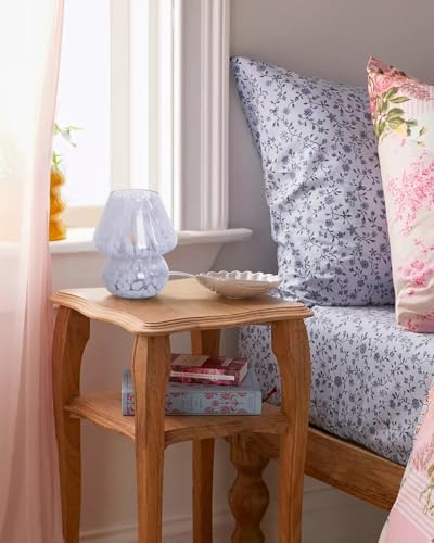 ONEWISH Mushroom Lamp Small Bedside Table Lamp-Nightstand Nightlight Dimmable Stepless, Translucent Glass Desk Lamp for