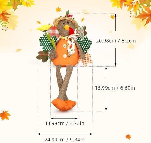 Lovinland 2 Pack Stuffed Animal Turkey Doll Thanksgiving Table Decoration