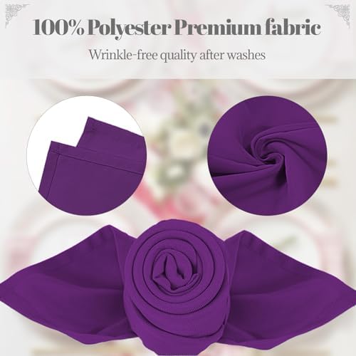 PLOYMONO Eggplant Cloth Napkins - 8 Pack 17" x 17" Polyester Dinner Napkins
