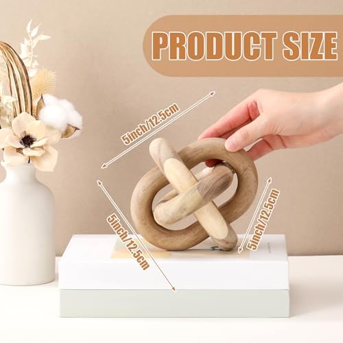 Yalikop 3 Link Wood Knot Decor Rustic Table Shelf Accents, Acacia Wood