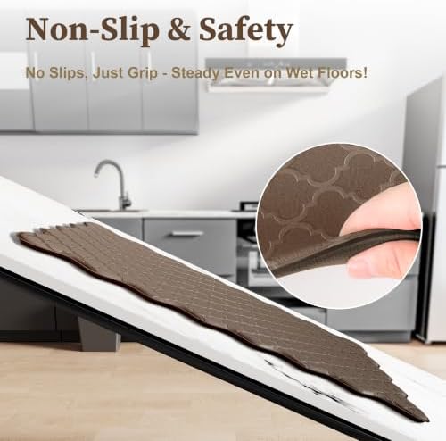 Arenarug Upgrade Scalloped Kitchen Mats for Floor 2PC, Brown Kitchen Rugs
