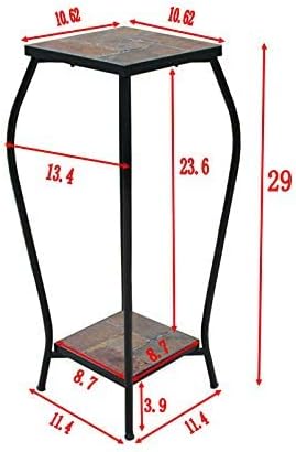 Zhongma 2 Tier 30" Tall Plant Stand with Colorful Slate Top for Balcony, Home, Garden, Backyard Patio with Adjustable