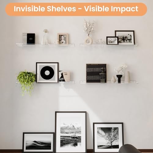 upsimples 35.5" Acrylic Shelves for Wall Storage and Organizer, 2 Pcs