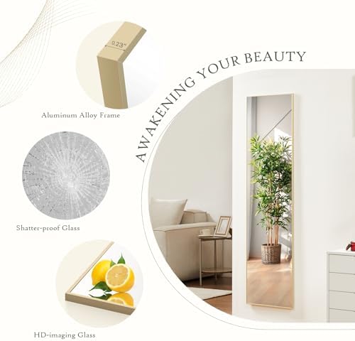 Full Length Floor Mirror, 16"x59" Body Wall Mirror with Stand