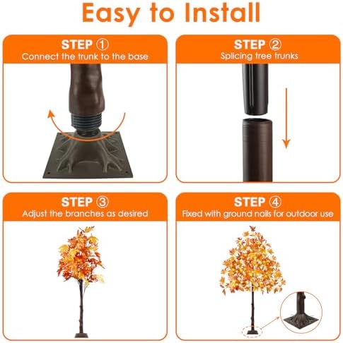 3 Pack Lighted Maple Tree 300 LED Artificial Fall Tree for Home Decorations