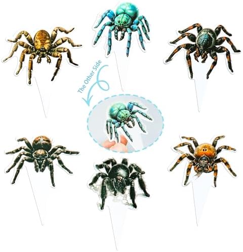 Gyufise 36Pcs Halloween Spider Cupcake Toppers - Spider Cake Picks - Halloween Horror Cupcake Decors - Baby Shower Party Cake Decoration Supplies