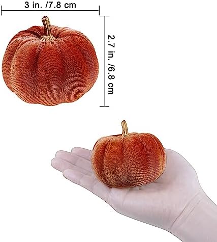 Winlyn 12 Pcs Assorted Small Faux Rustic Velvet Pumpkins Decorative Fabric Foam Pumpkins in Burgundy Bronze Gray White 3" for Fall Wedding Halloween Thanksgiving Table Centerpiece Décor