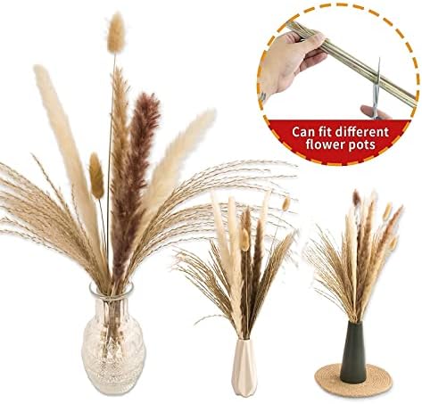 65PCS Pampas Grass Decor, Including pompas Floral, Reed Dried Grass and Bunny Tails Dried Flowers, Natural Dried Pampas