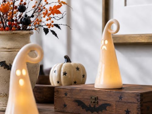 Parsin 5 PCS Ceramic Ghost Light Up Decor, Cute Halloween Decor