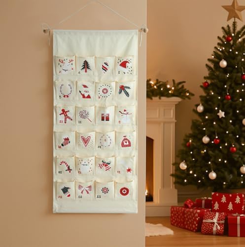 Reusable Christmas Advent Calendar with Pockets Door Wall Hanging
