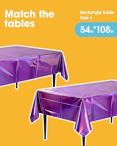 Niuara Iridescent Purple Plastic Table Cloth, 4 Pack, 54 x 108 in