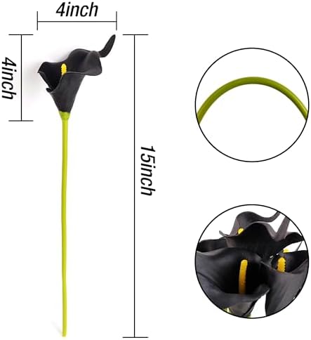 YOOHUA 13PCS Artificial Calla Lily Black Flowers for Wedding Halloween Bouquet Flower Home Decoration Faux Calla Lilies Flower, Black