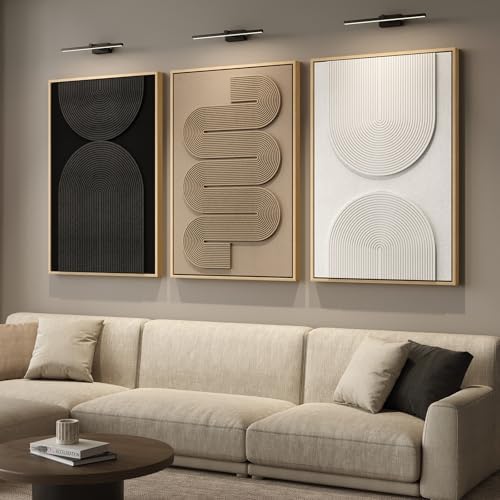 Large Framed Neutral Abstract Wall Art for Living Room, Modern 3D Artwork