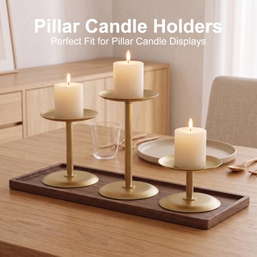 Homemory Fall Halloween Table Decor, Gold Metal Candle Holders Set of 3