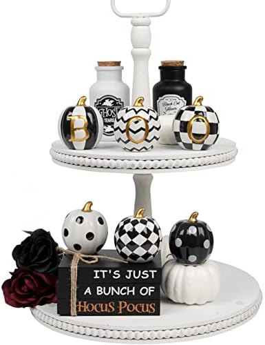 DAZONGE Set of 6 Ceramic Halloween Pumpkins Halloween Decorations Indoor