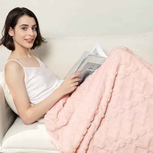 Aganear Fleece Throw Blanket for Couch Sofa 50"x60" Pink