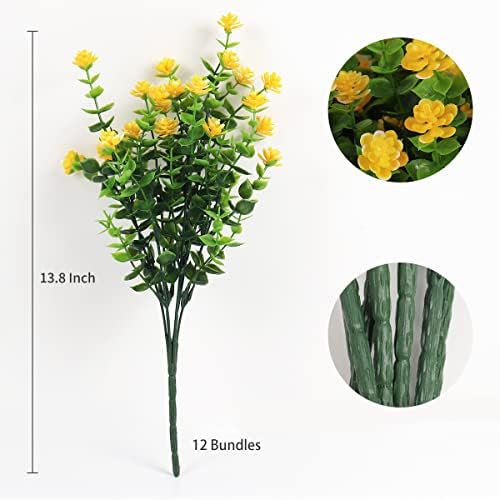 RECUTMS Outdoor Artificial Yellow Flowers UV Resistant,Spring Fall Decor