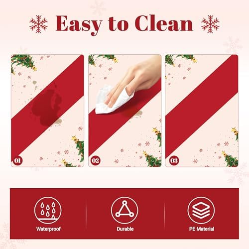 Childom 2 Pack Christmas Tablecloths,Christmas Party Decoration,54 x 108 Inch,Disposable Plastic Table Cloths Rectangular for Party Supplies,Xmas Tree Table Cover for Home,Dinner,Indoor,Outdoor,Picnic