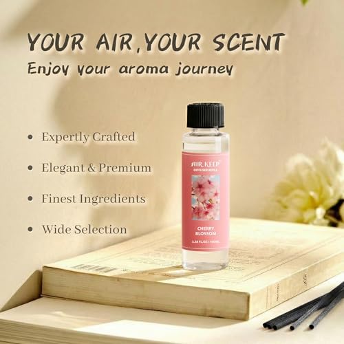 Airkeep Reed Diffuser Oil Refill/Cherry Blossom/3.38 oz/1 Pack/Air Freshener & Aromatherapy Essential Oil Blend for