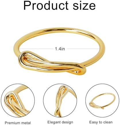 wonlex Gold Napkin Rings Set of 12, Elegant Modern Napkin Ring Buckles Cute Brushed Napkin Rings Serviette Napkin Holder Ring for Weddings Dinner Engagement Party Table (Infinity Knot-Gold)