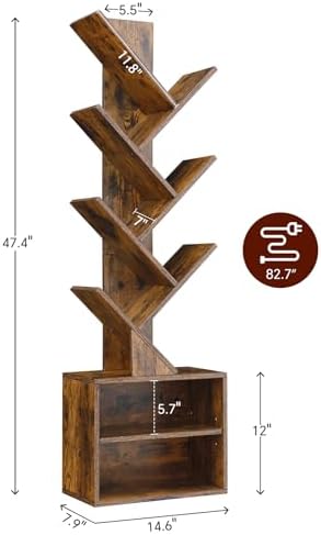SUNMORY 6 Tier Tree Bookshelf with Lights, Bookcase with Storage Organizer
