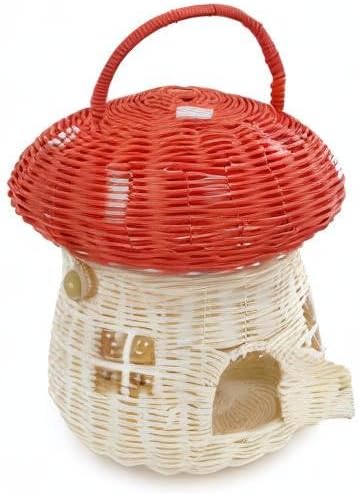 lid Shelves- Rattan Mushroom Newborn Photography Props in Tent / Red / Medium