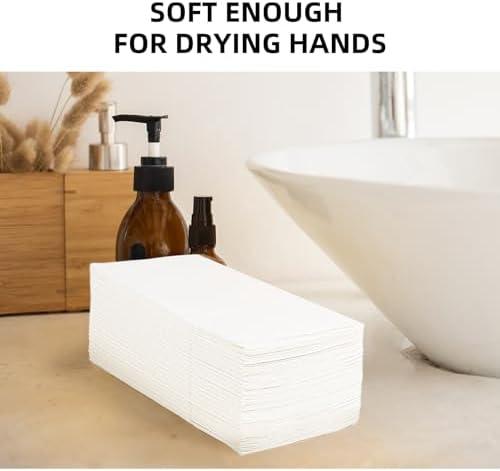 KAMMAK White Dinner Napkins Disposable Cloth Like Paper Napkins Folded with Pocket 100 Pack Guest Hand Towels for Party Decoration, Wedding Reception, Bathroom, Kitchen (16.5 x 16.5 inch)