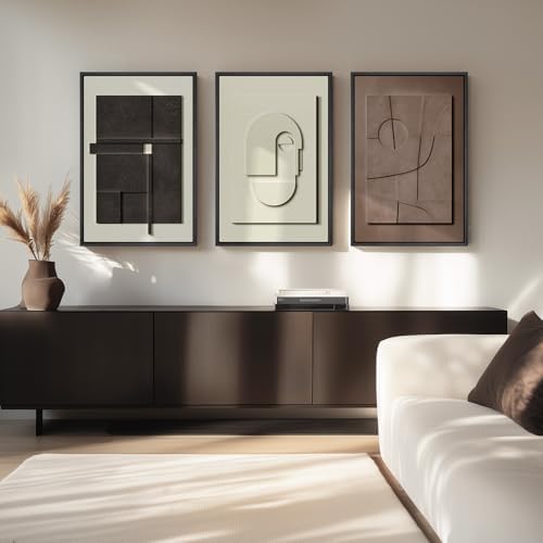 Large 3D Framed Abstract Wall Art Set, 3 Piece Modern Artwork for Walls