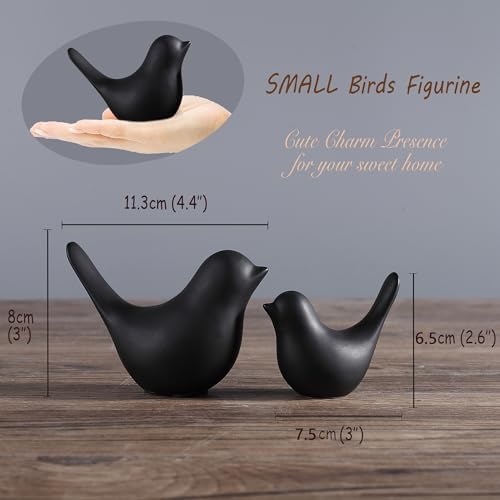 FANTESTICRYAN Small Birds Statues Home Decor, Modern Style, Black, S&L