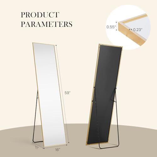 Full Length Floor Mirror, 15.75"x59" Body Wall Mirror Stand