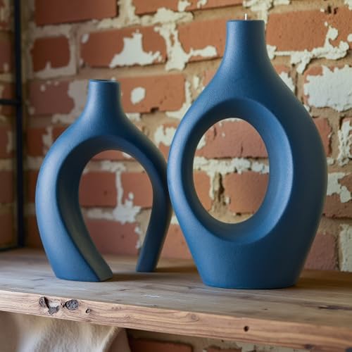 Lvases Snuggle Hollow Ceramic Vase of 2, Modern Minimalist Decorative Vases