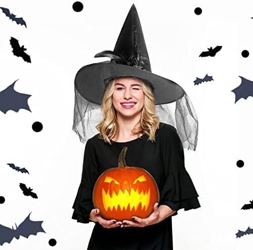 JUSTOTRY Halloween Witch Hat - Halloween Costume Witches Hats for Women attached