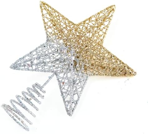 BinaryABC Iron Christmas Tree Star Topper,20cm Glittering Tree Topper