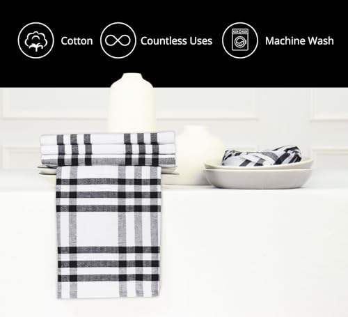 PurpleEssences Plaid Napkins 18x18 Homestead Plaid - Black & White