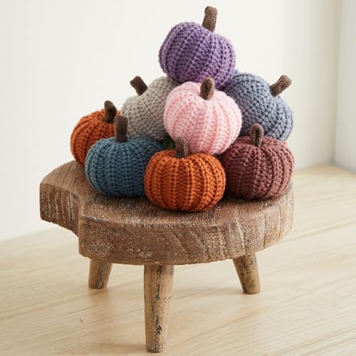 Mini Knit Pumpkins Set of 12, Warm Pumpkin Colors (Mini Assorted Set 12)