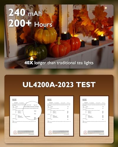 Homemory 12-Pack Black Flameless Battery Tea Light Candles, 200+ Hours