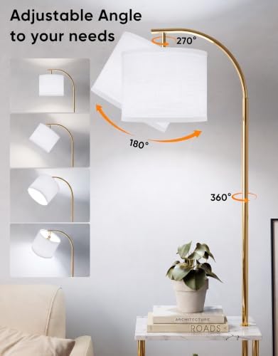 PARTPHONER Floor Lamp with Table, Night Stand with Lamp, Narrow Side Table with 3CCT LED Bulb, Small Coffee Table