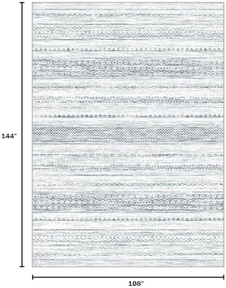 Nakagishi 9x12 Area Rugs Living Room: Washable Boho Large Neutral Soft Farmhouse Rug Stain Resistant Modern Indoor