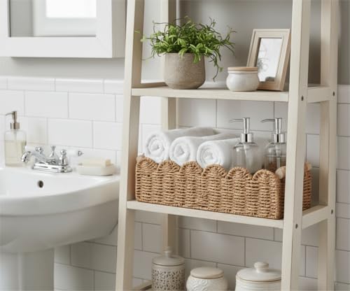 Paper Rope Scalloped Edge Toilet Paper Storage Basket / Neutral / 14 x 6.3 x 3.9 / M - In