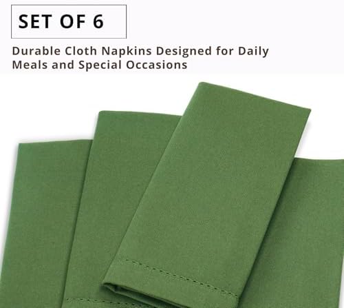 PurpleEssences Hemstitch Cloth Napkins 18x18 in Set of 6 - Sage Green