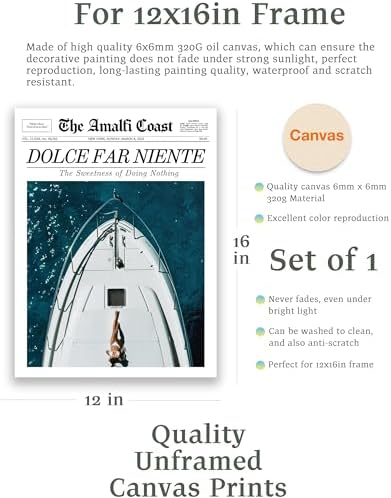 EcoHest 12x16 in Dolce Far Niente Newspaper Canvas Art