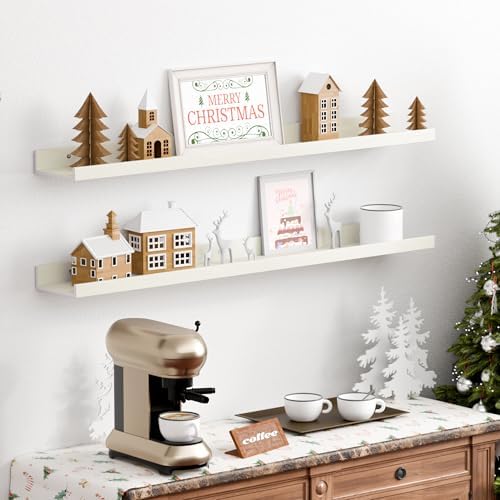 upsimples Floating Shelves for Wall Decor and Storage, White, 6Pcs 35.5''