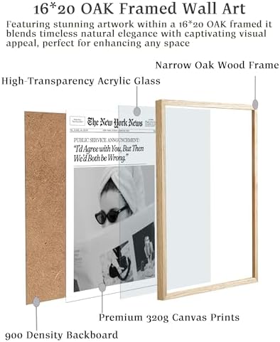EcoHest 16x20 in Cool Girl Newspaper Framed Wall Art for Bedroom